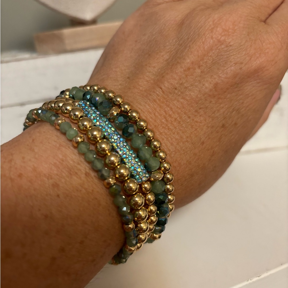 Park Lane Gold and Teal Beaded Bracelet Set